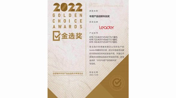 買空調看重科技感？Leader空調創新科技獲金選獎認可
