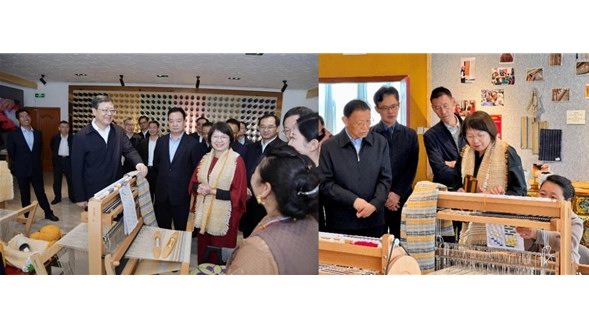 上海市代表團赴西藏日喀則考察，見證沙涓援藏氆氌工藝活性傳承